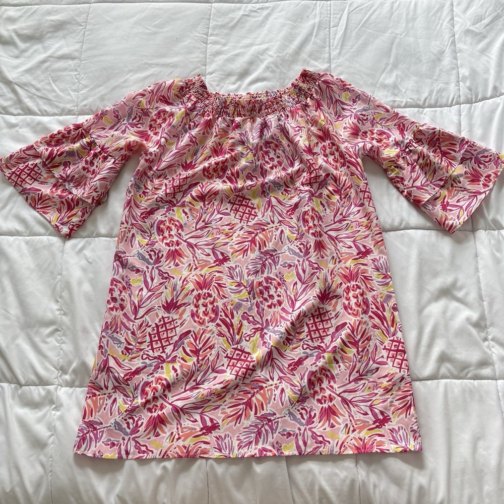 Dress Pink Tropical Floral Womens L / XL Beach Summer Feminine Dreamcore Whimsy